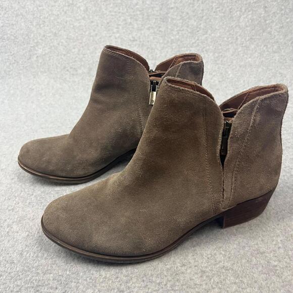 Lucky Brand Womens Low Cut Booties Boots 9 Leather beige Casual Winter - Picture 4 of 9